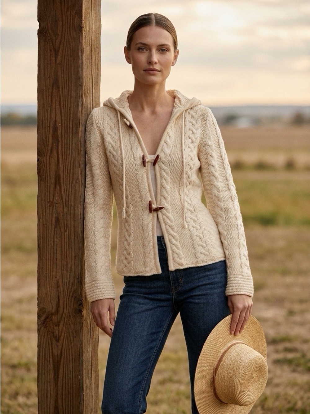 Banana Republic Lambs Wool Cream Cable Knit Women's Sweater